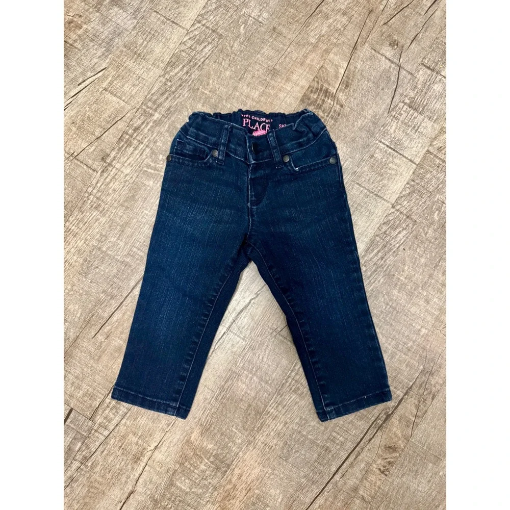 The Childrens Place Kids Skinny Jeans Dark Wash Adjustable Waist 9-12M‎